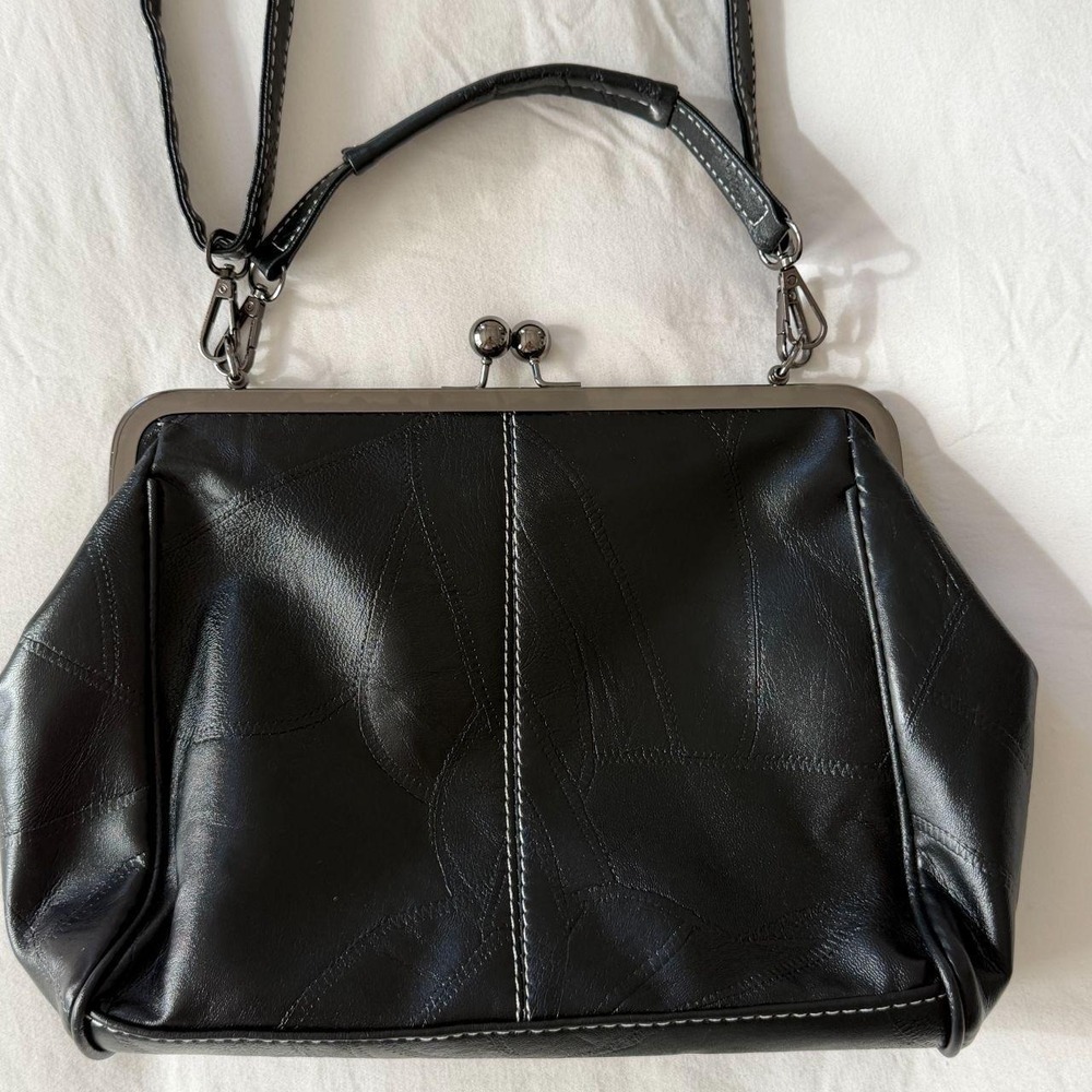 Black Vintage Inspired Kiss Lock Mini Doctor Bag Satchel Crossbody Goth Y2K